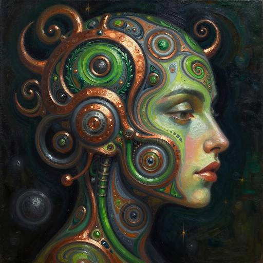 Abstract Hybrid Portrait in Nature Tones