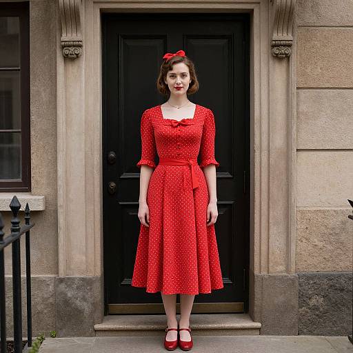 Vintage Woman in Red Dress
