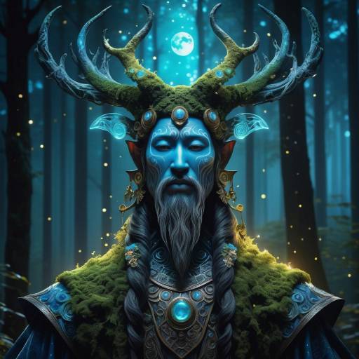 Mystical Forest Spirit in Moonlit Glow