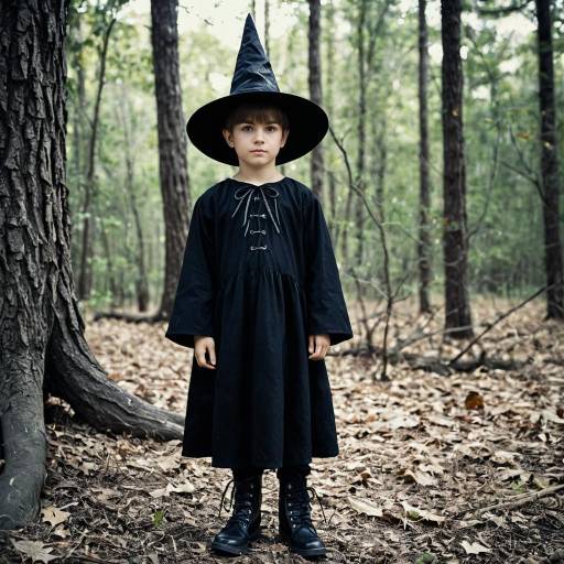 Boy in Witch Costume in Forest