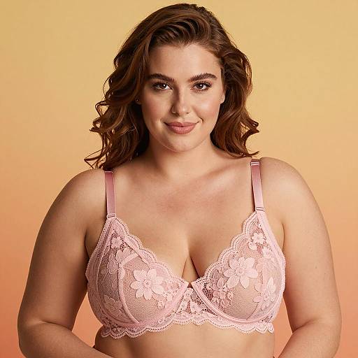 Portrait of a Curvy Woman in Pink Lace