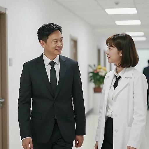 Business Professionals in Office Hallway