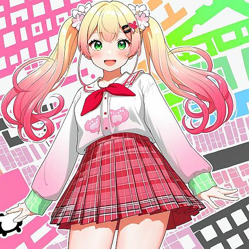 Illustration of Momosuzu nene (casual), hololive in the style of Offbeat
