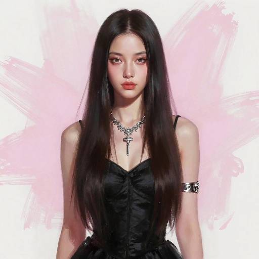 Mysterious Woman in Black Dress