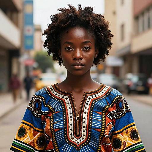 Afroasian Woman in Vibrant Traditional Attire