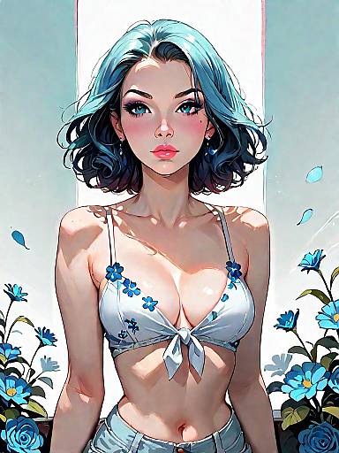 Stylish Woman in Floral Summer Outfit