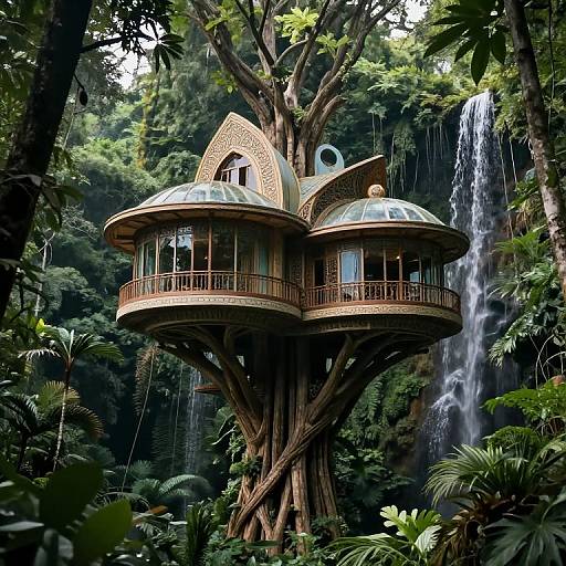 Futuristic Art Nouveau Treehouse Oasis