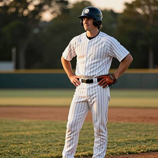 Vintage Baseball Player at Twilight