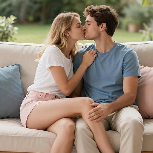 Romantic Couple on a Cozy Couch