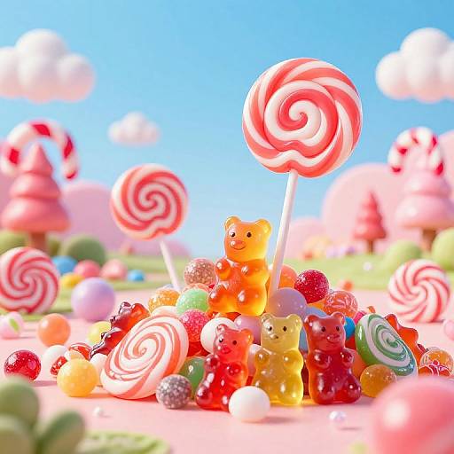 Whimsical Candy Land Fantasy Scene