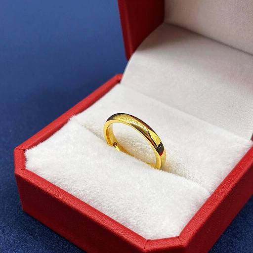 Shiny Gold Ring in Velvet Box