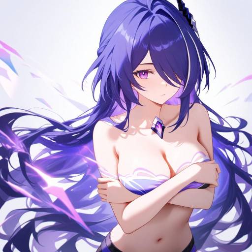 Acheron Honkai Girl with Amethyst Eyes
