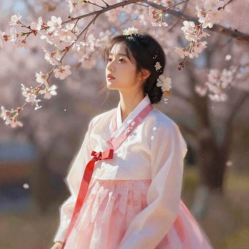 Vibrant Asian Girl in Hanbok