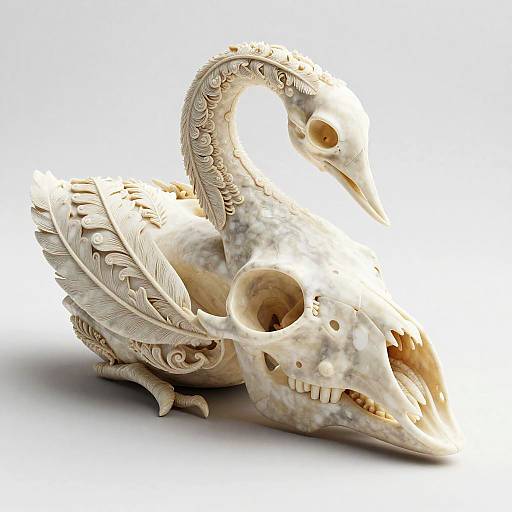 Realistic 3D Neoclassical Swan Skull