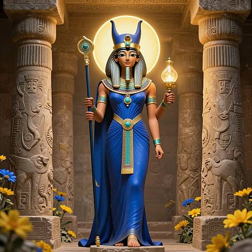 Ancient Egyptian Goddess with Glowing Halo