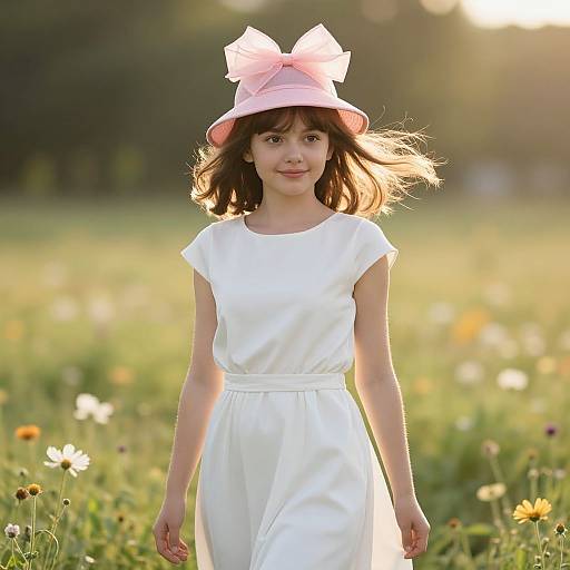 Elegant Girl in Sunny Meadow