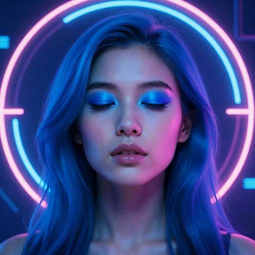 Futuristic Neon Portrait of Woman