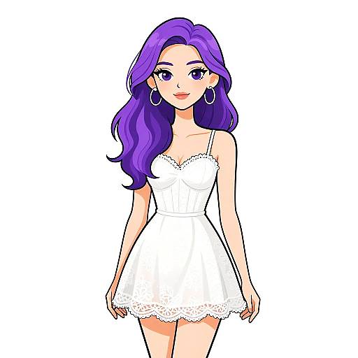 Woman in White Lace Sundress