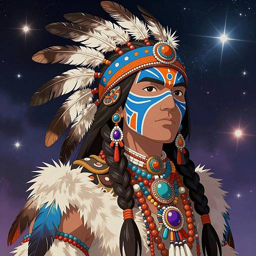 Vibrant Native American Shaman Illustration