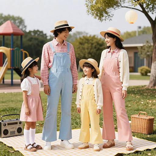 Retro 70s Family Picnic Fashion