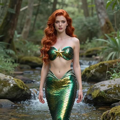 Elegant Mermaid Costume in Nature