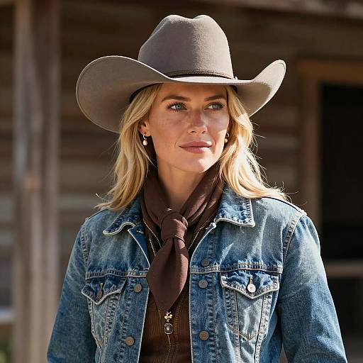 Portrait of Woman in Cowgirl Outfit