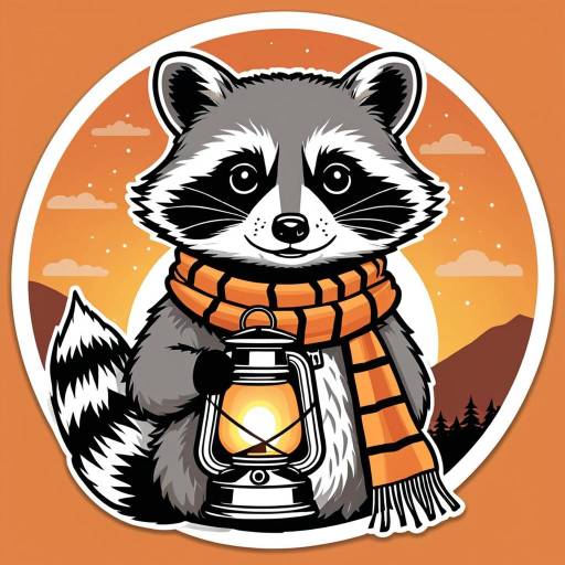 Charming Raccoon with Lantern Sticker