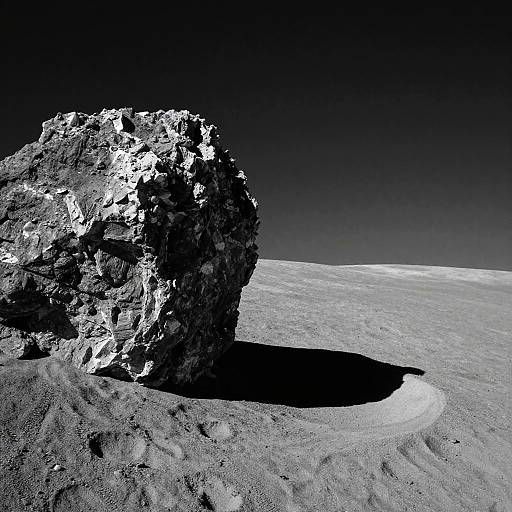 Lunar-Like High-Contrast Rock and Shadow
