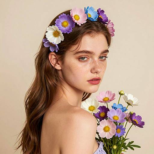 Floral Elegance: Portrait of a Young Woman