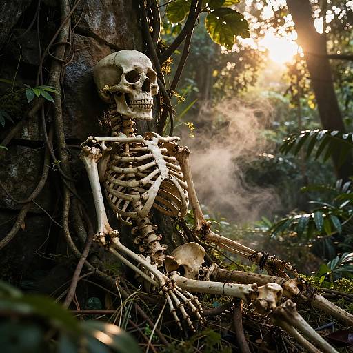 Human Skeleton Trapped in Jungle Vines