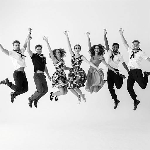 Joyful Jumping Group in Eclectic Fashion