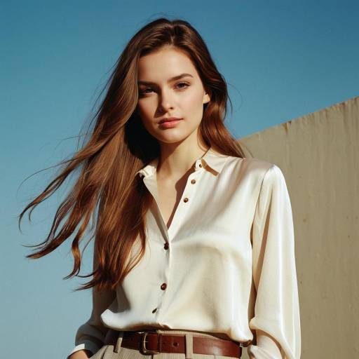 Young Woman in Cream Silk Blouse