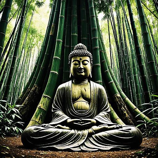 Buddha Statue in Bamboo Grove
