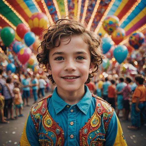 Vibrant Carnival Portrait of a Boy