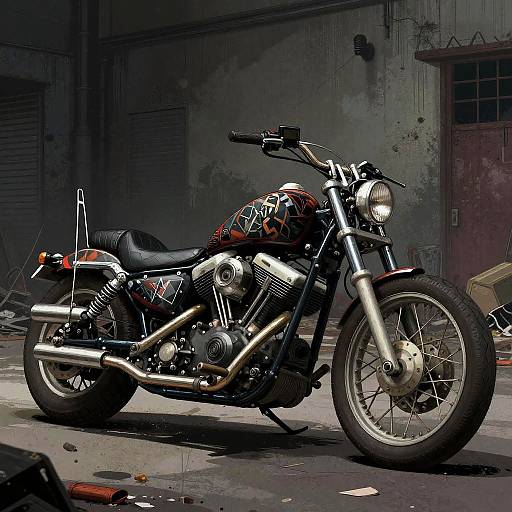 Grunge Style Custom Chopper Illustration