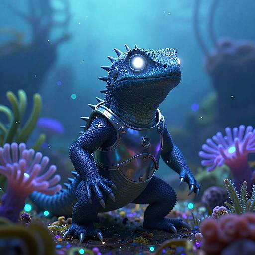 Armored Bioluminescent Lizard of the Abyss