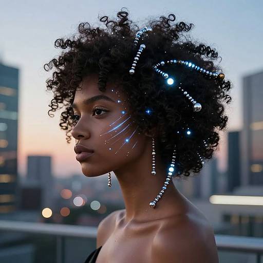 Afrofuturism Hairstyles with Cybernetic Enhancements