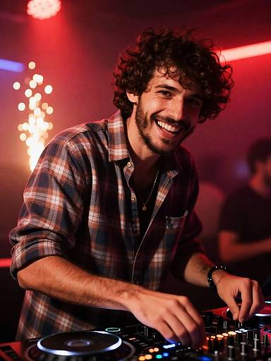 Laughing Club DJ in Dramatic Lighting