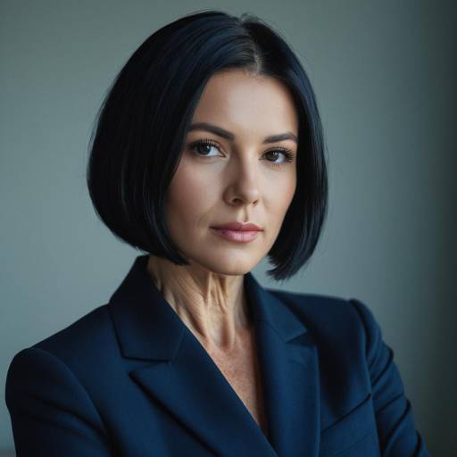 Portrait of Middle-Aged Woman in Navy Blazer