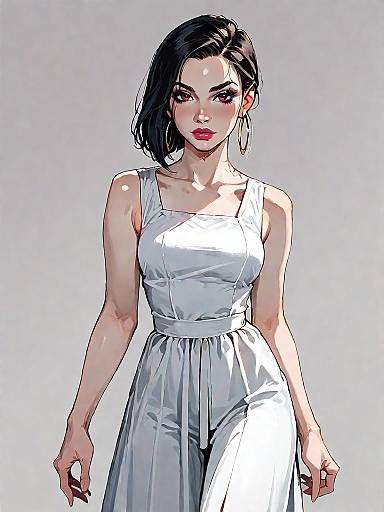 Stylish Woman in Minimalist Burgundy Dress