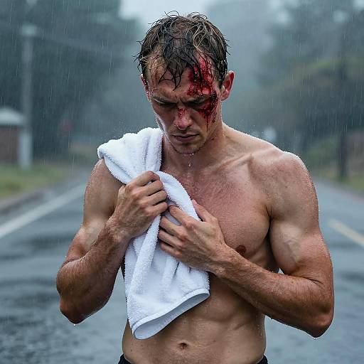 Intense Portrait of a Muscular Man