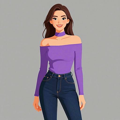 Smiling Woman in Stylish Casual Outfit