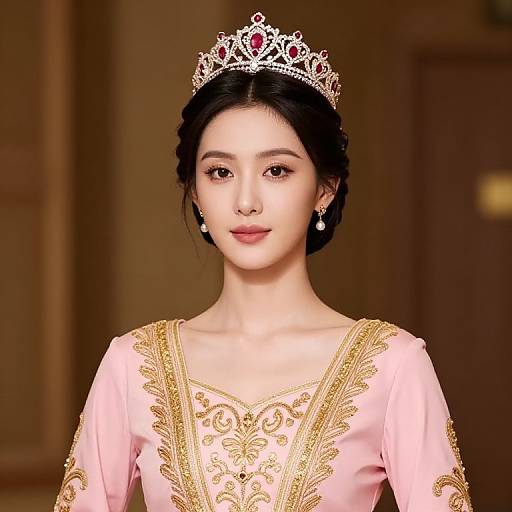 Regal Woman in Pink Dress