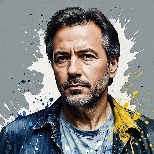 Realistic Watercolor Portrait of Middle-aged Man