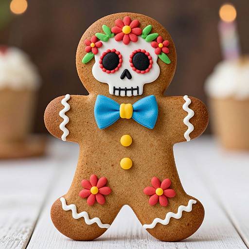 Whimsical Day of the Dead Gingerbread Man