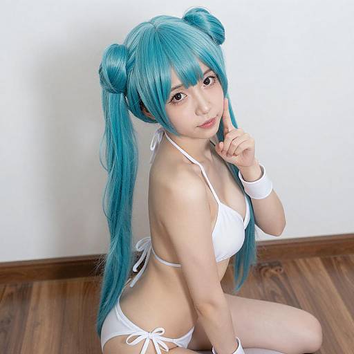 Playful Woman with Turquoise Hair