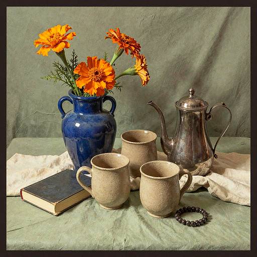 Cozy Colored Charcoal Still Life