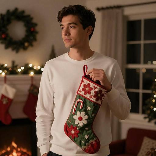 Festive Man with Christmas Stocking