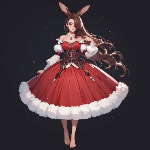 Charming Anthropomorphic Girl in Red Dress Charming Anthropomorphic Girl in Red Dress