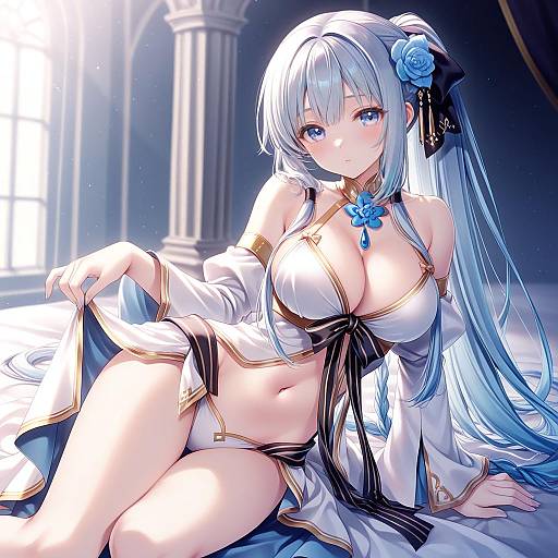 Illustration of Morgan le fay (water princess) (fate), fate/grand order in the style of Yukie (peach candy)